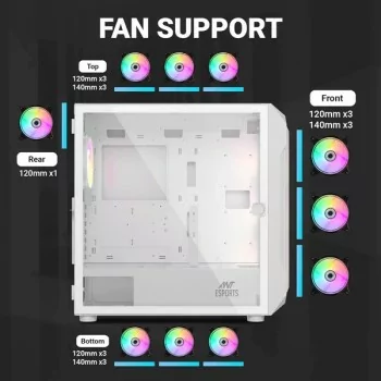 Ant Esports ICE-410TG Mesh ARGB White Gaming Cabinet